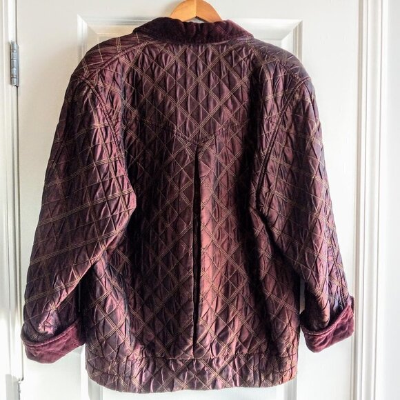 Vintage Burgundy Red Escada Silk Wool Cotton Velvet Quilted Jacket - Picture 4 of 13